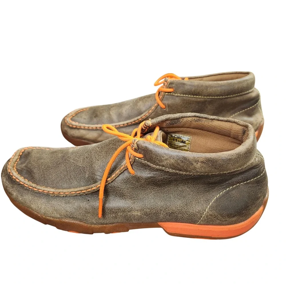 Twisted X Mens Driving Moc Chukka Boots Brown Orange Leather  Size 11.5 M